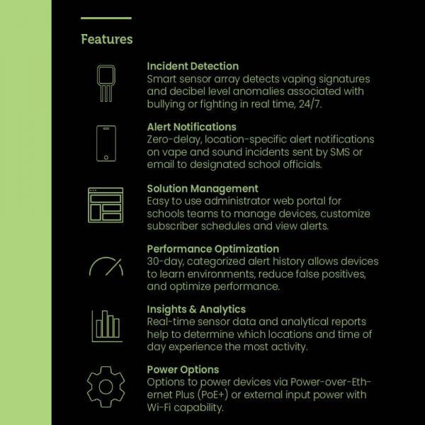 Flysense Smart Vape Detector Features details